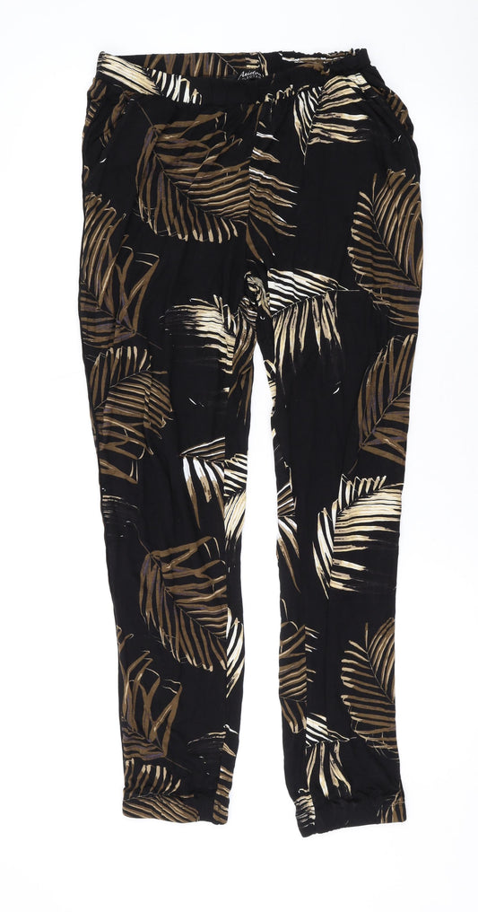 Aniston Womens Black Geometric Viscose Trousers Size 16 L28 in Regular