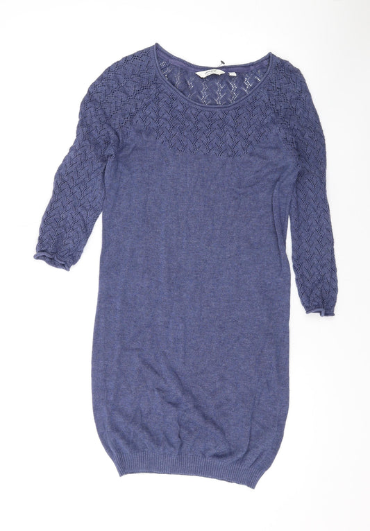 Fat Face Womens Blue Geometric Cotton Jumper Dress Size 8 Round Neck Pullover