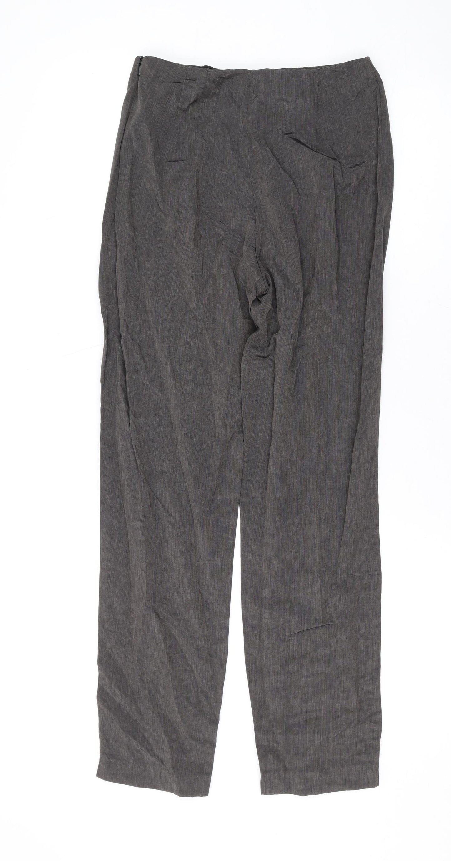 Wallis Womens Grey Polyester Trousers Size 8 L26 in Regular Zip