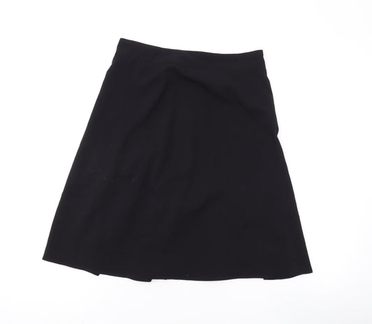 H&M Womens Black Polyester Skater Skirt Size 6 Zip