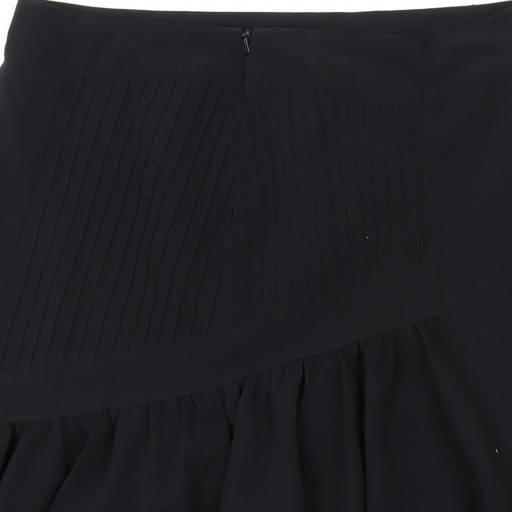 H&M Womens Black Polyester Skater Skirt Size 6 Zip