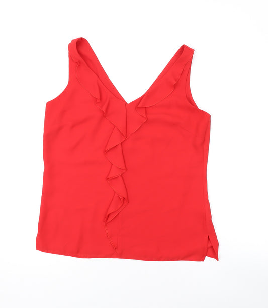 Wallis Womens Red Polyester Basic Tank Size 8 V-Neck