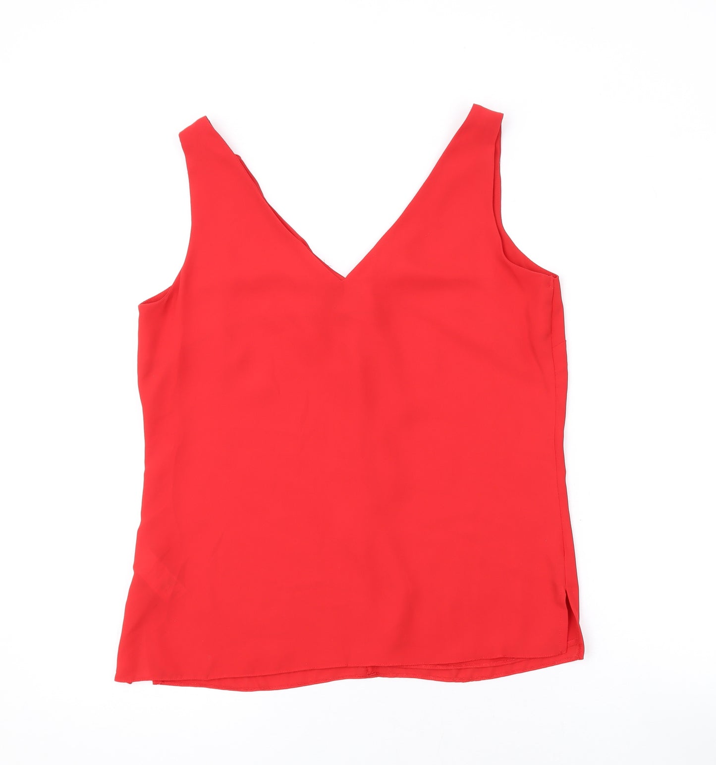 Wallis Womens Red Polyester Basic Tank Size 8 V-Neck