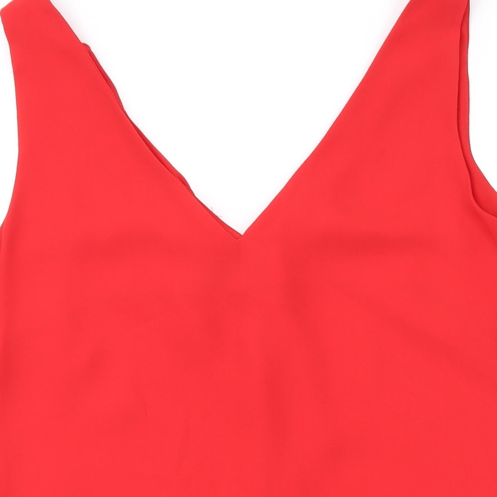 Wallis Womens Red Polyester Basic Tank Size 8 V-Neck