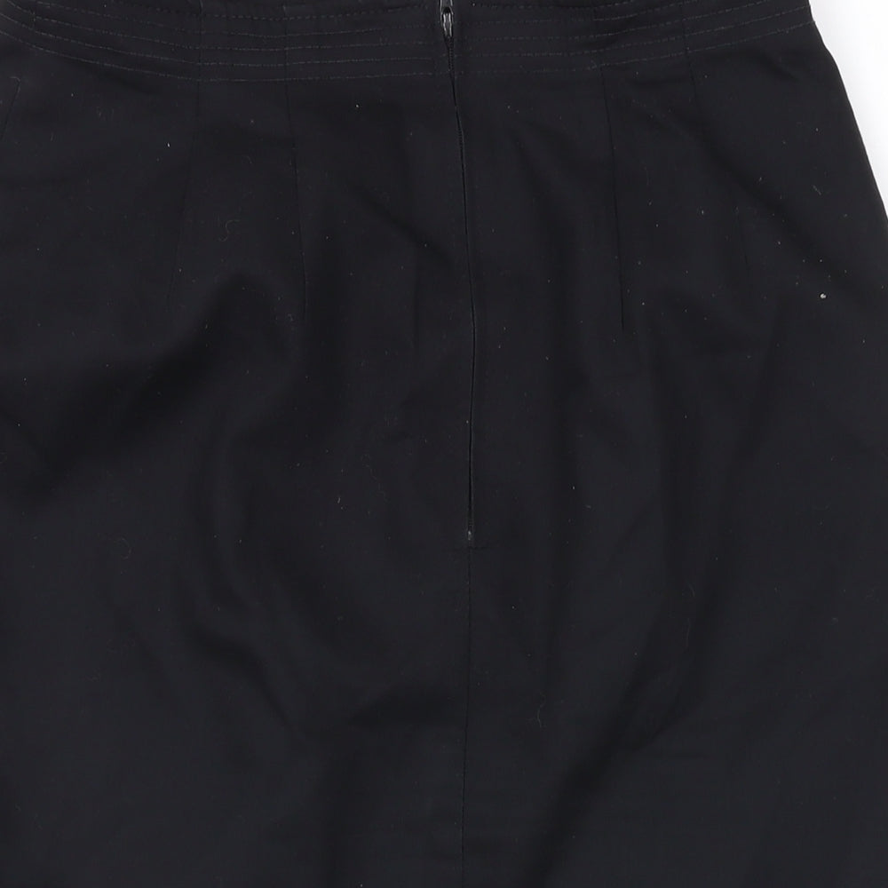 Marks and Spencer Womens Black Polyester Straight & Pencil Skirt Size 12 Zip