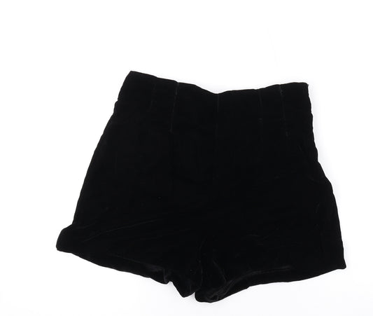 Zara Womens Black Polyester Hot Pants Shorts Size M Regular Zip