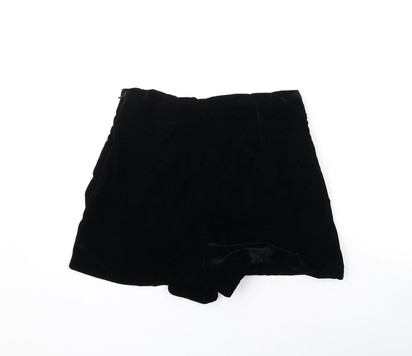 Zara Womens Black Polyester Hot Pants Shorts Size M Regular Zip