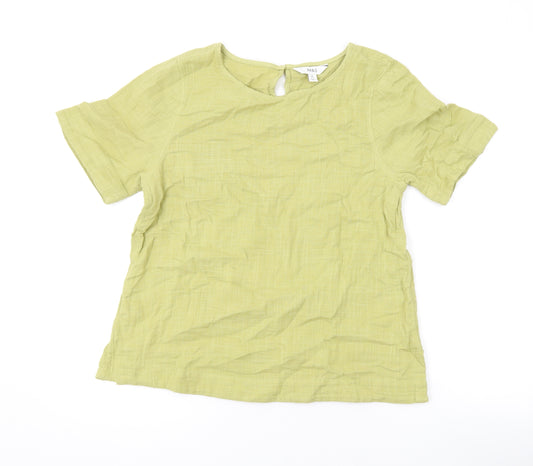 Marks and Spencer Womens Green Cotton Basic T-Shirt Size 10 Round Neck