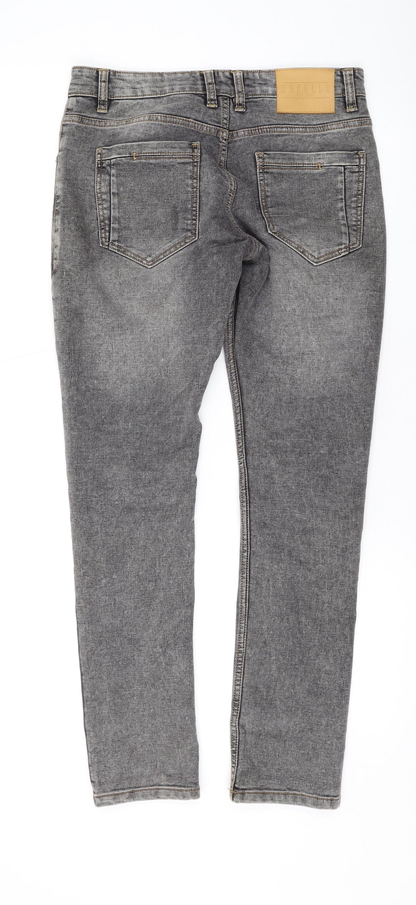 Mbrella Mens Grey Cotton Skinny Jeans Size 30 in L30 in Regular Zip