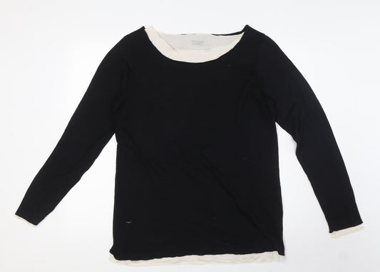 Toast Womens Black Wool Basic Blouse Size 16 Round Neck