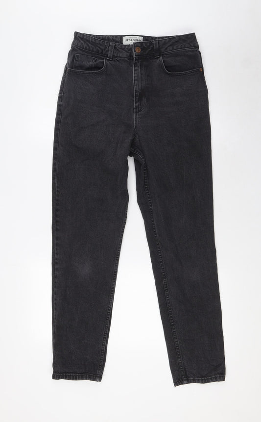 New Look Womens Black Cotton Straight Jeans Size 10 L29 in Regular Zip