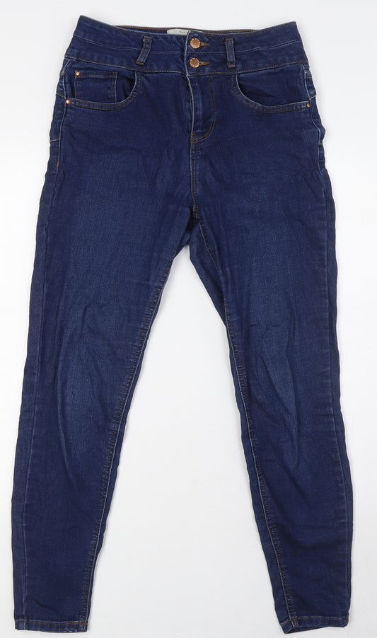 New Look Womens Blue Cotton Skinny Jeans Size 10 L28 in Regular Zip