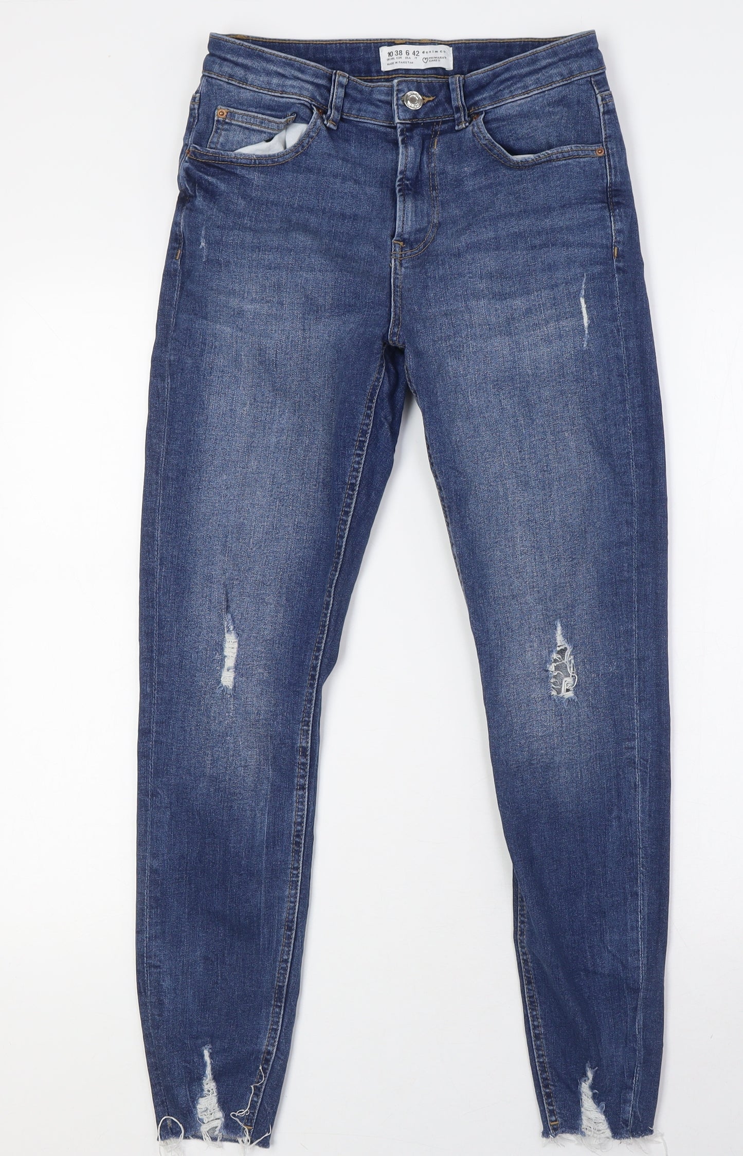 Denim & Co. Womens Blue Cotton Skinny Jeans Size 10 L28 in Regular Zip