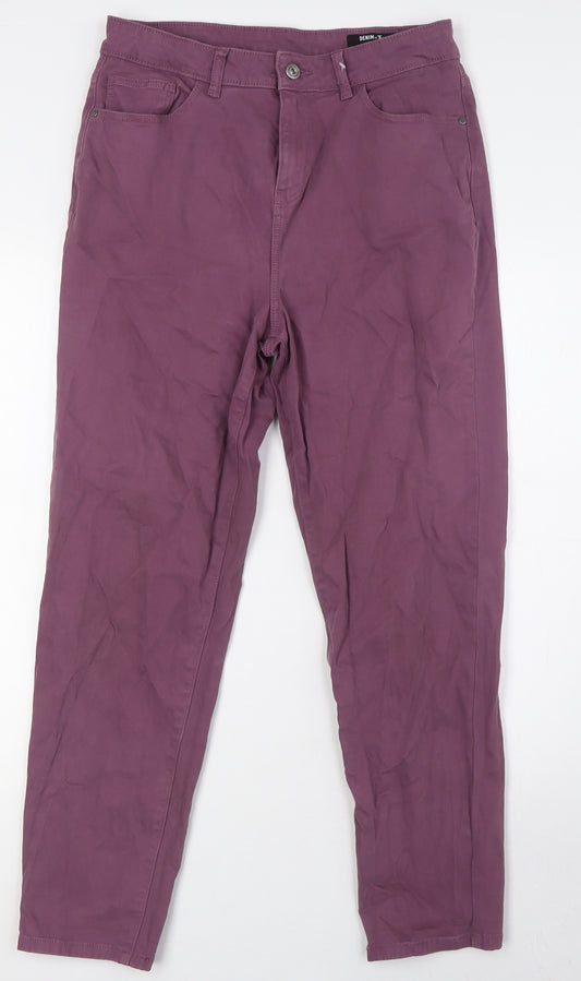 TU Womens Pink Cotton Mom Jeans Size 12 L27 in Regular Zip