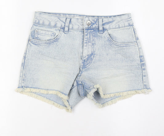 Denim & Co. Womens Blue Cotton Basic Shorts Size 8 L3 in Regular Zip