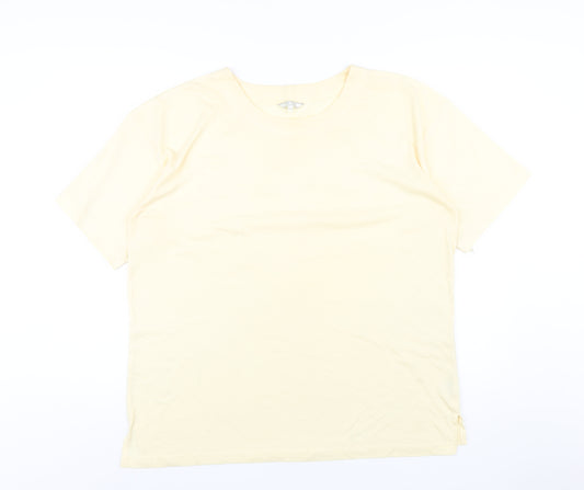 Prima Womens Yellow Polyester Basic T-Shirt Size 18 Round Neck