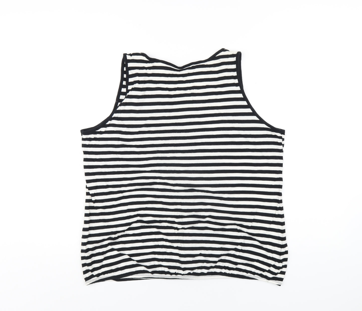 Dorothy Perkins Womens Black Striped Cotton Basic Tank Size 18 Round Neck