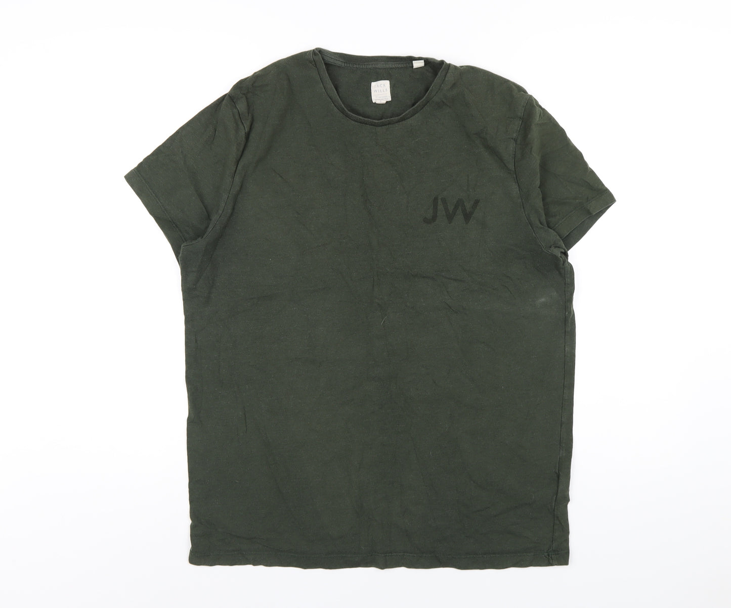 Jack Wills Mens Green Cotton T-Shirt Size L Round Neck