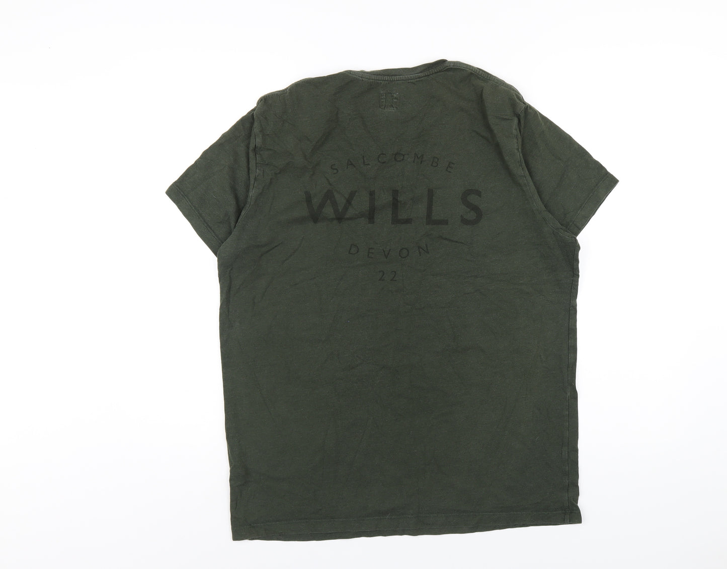 Jack Wills Mens Green Cotton T-Shirt Size L Round Neck