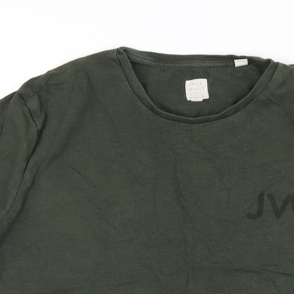 Jack Wills Mens Green Cotton T-Shirt Size L Round Neck