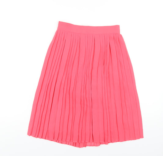 Mango Womens Pink Polyester Pleated Skirt Size 6 Zip