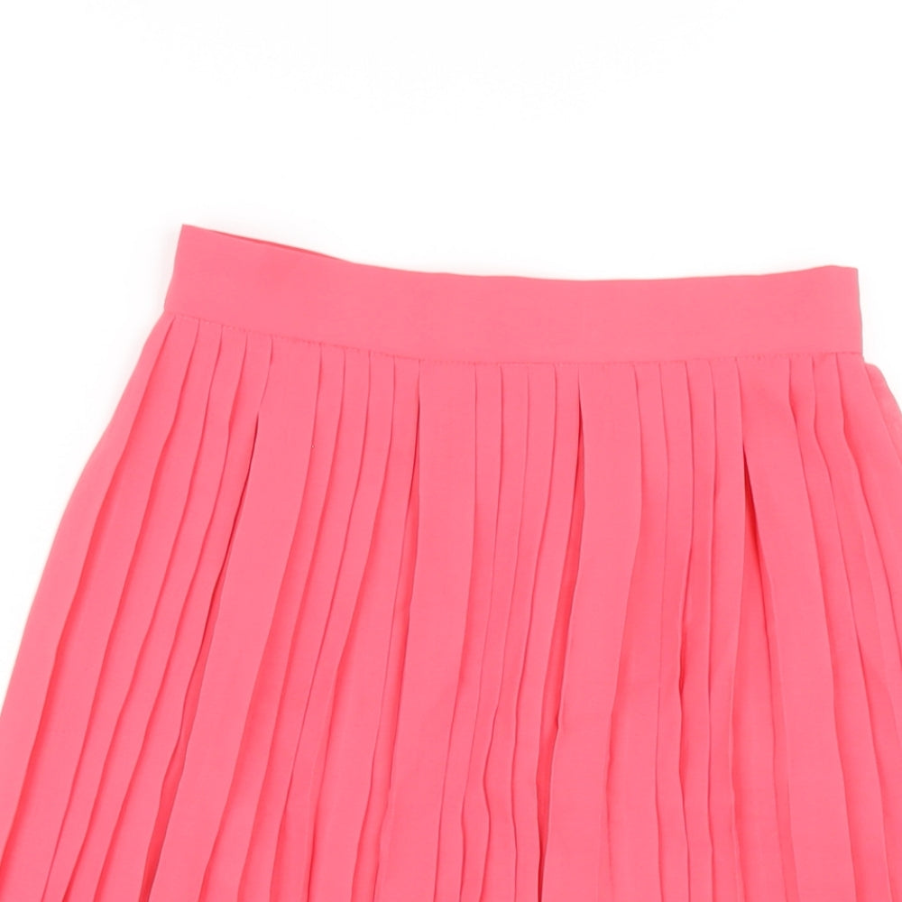 Mango Womens Pink Polyester Pleated Skirt Size 6 Zip