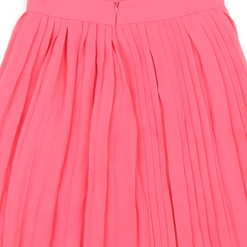 Mango Womens Pink Polyester Pleated Skirt Size 6 Zip