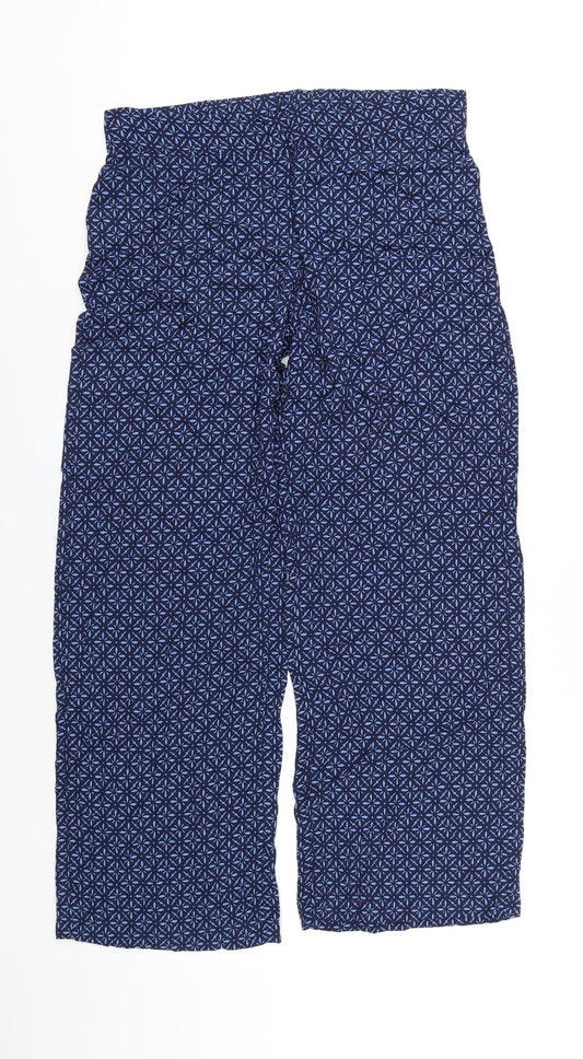 Marks and Spencer Womens Blue Geometric Viscose Sweatpants Trousers Size 14 L31 in Regular