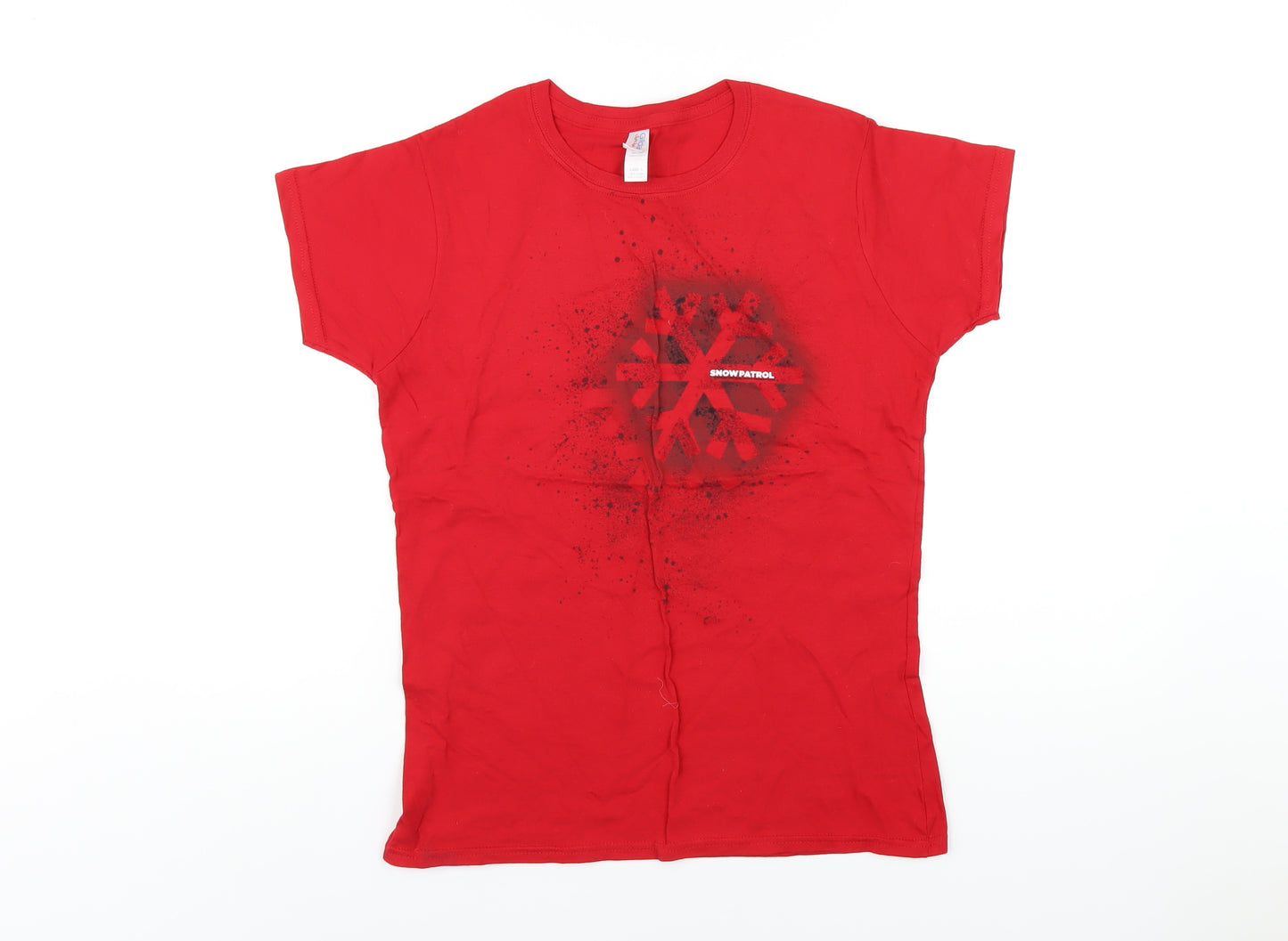 Snow Patrol Womens Red Cotton Basic T-Shirt Size L Round Neck