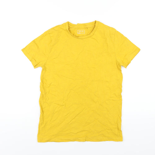 NEXT Boys Yellow Cotton Basic T-Shirt Size 12 Years Round Neck Pullover