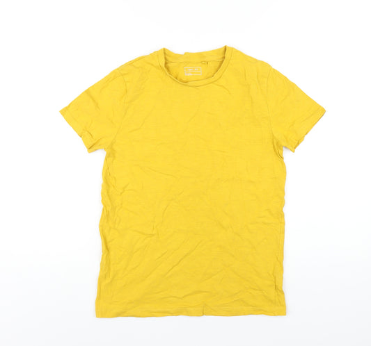 NEXT Boys Yellow Cotton Basic T-Shirt Size 12 Years Round Neck Pullover