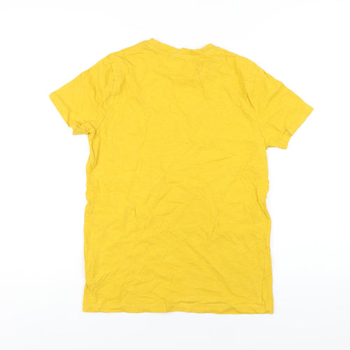 NEXT Boys Yellow Cotton Basic T-Shirt Size 12 Years Round Neck Pullover