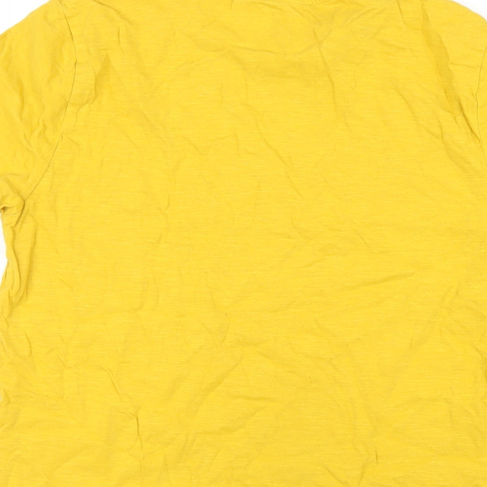 NEXT Boys Yellow Cotton Basic T-Shirt Size 12 Years Round Neck Pullover