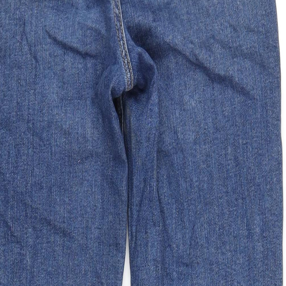 Per Una Womens Blue Cotton Straight Jeans Size 10 L30 in Regular Zip