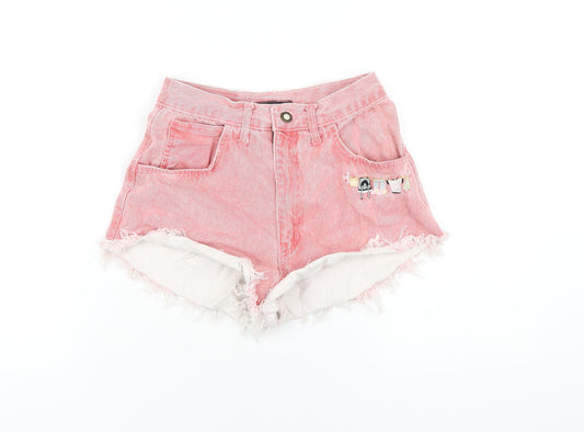 Passenger Womens Pink Cotton Hot Pants Shorts Size L Regular Zip