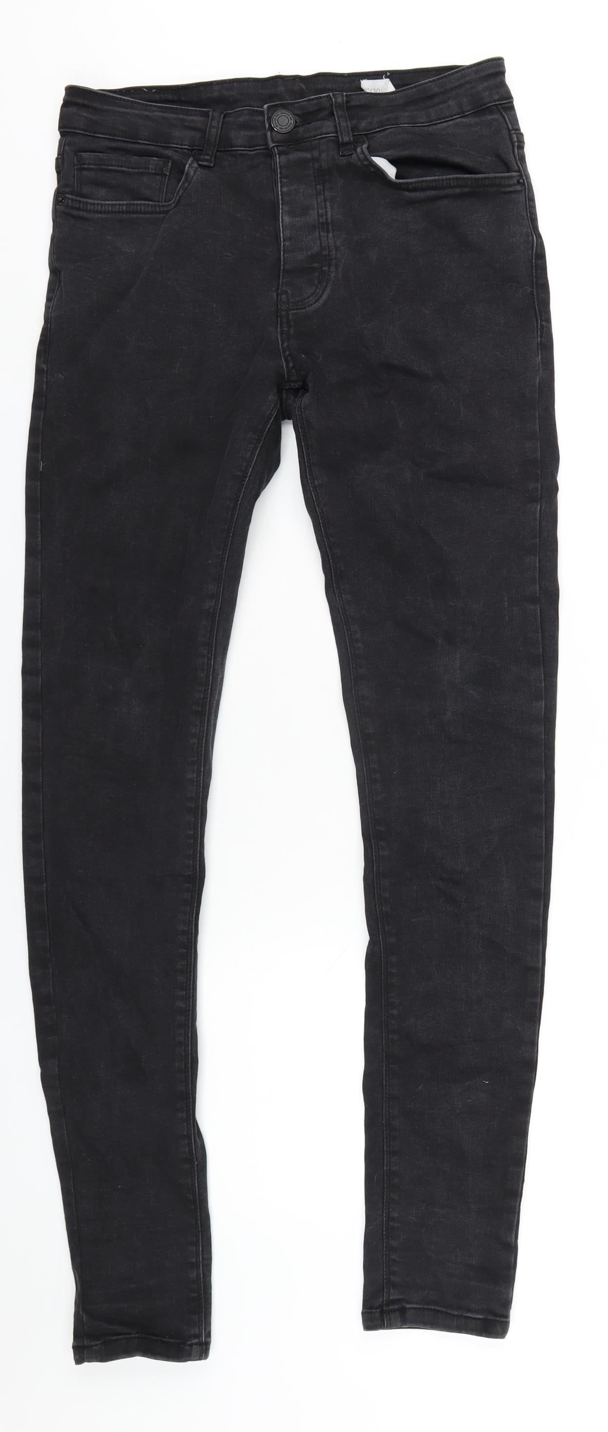 Denim & Co. Mens Black Cotton Skinny Jeans Size 30 in L34 in Regular Button