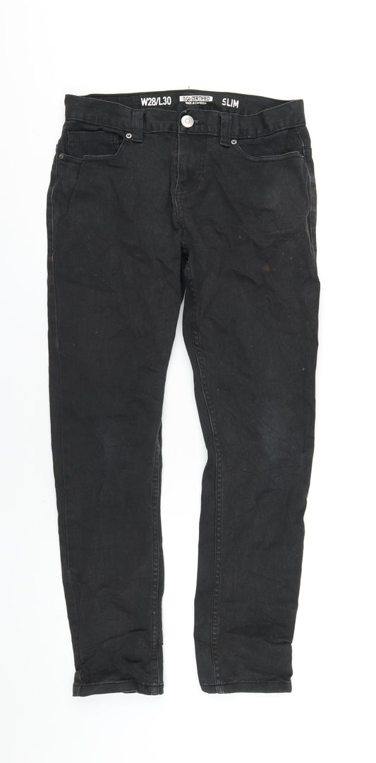 Denim & Co. Mens Black Cotton Straight Jeans Size 28 in L30 in Regular Zip