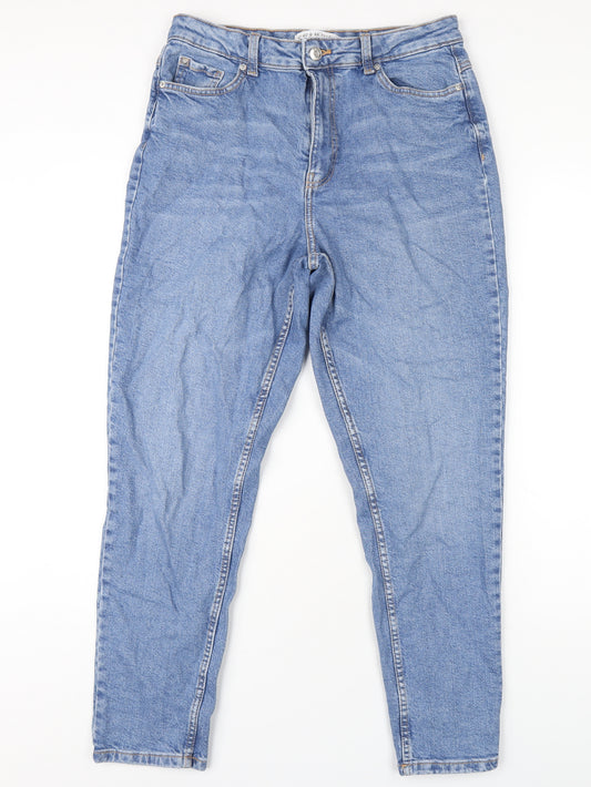 Denim & Co. Womens Blue Cotton Mom Jeans Size 12 L29 in Regular Zip