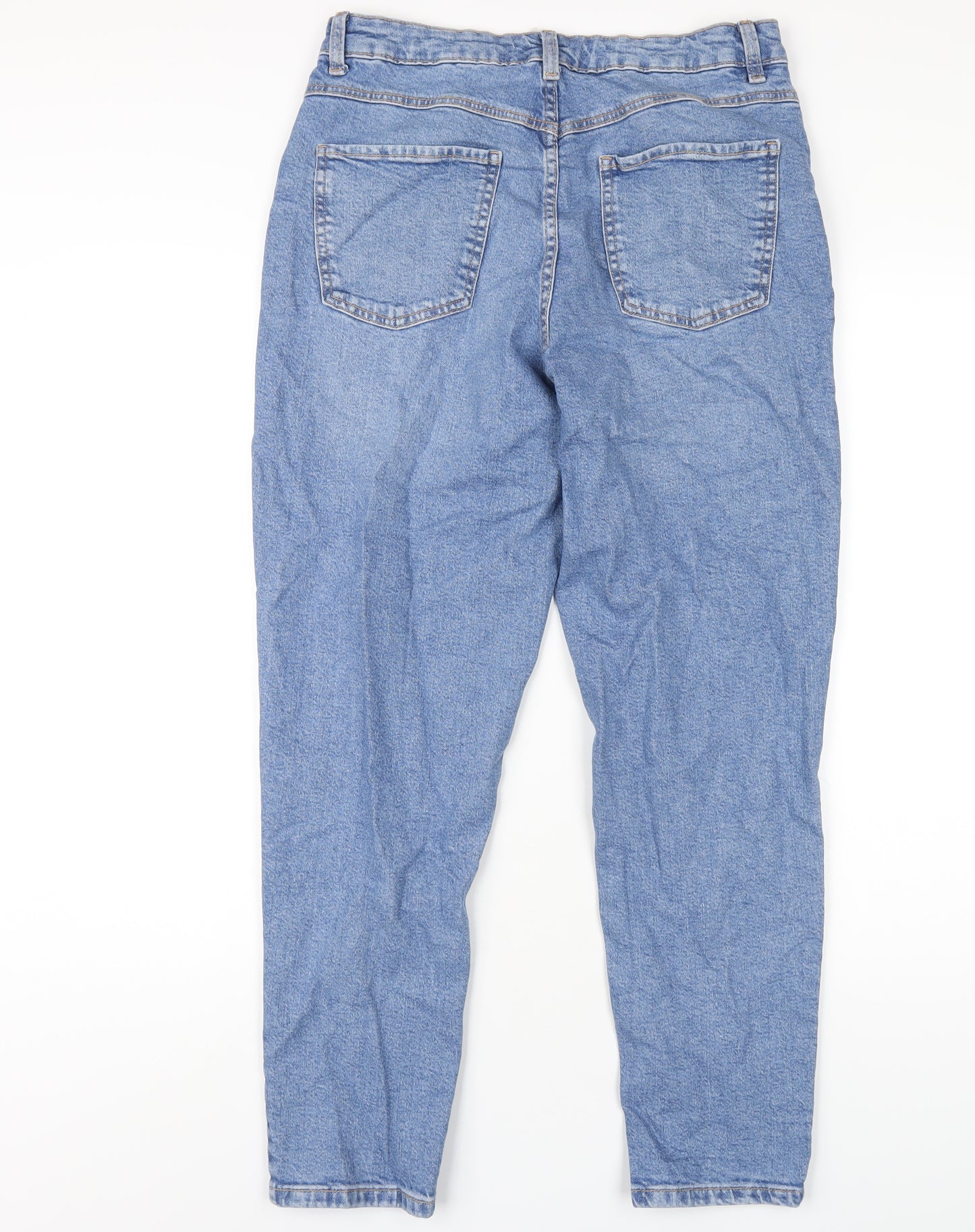 Denim & Co. Womens Blue Cotton Mom Jeans Size 12 L29 in Regular Zip