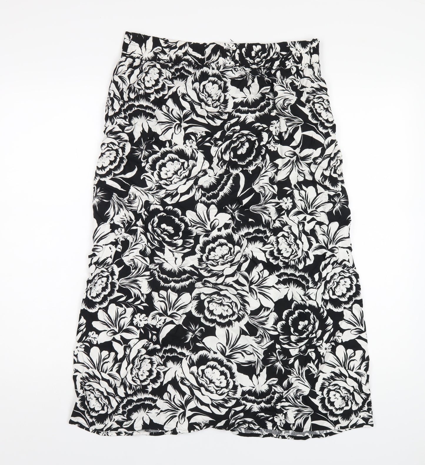 NEXT Womens Black Floral Viscose A-Line Skirt Size 12