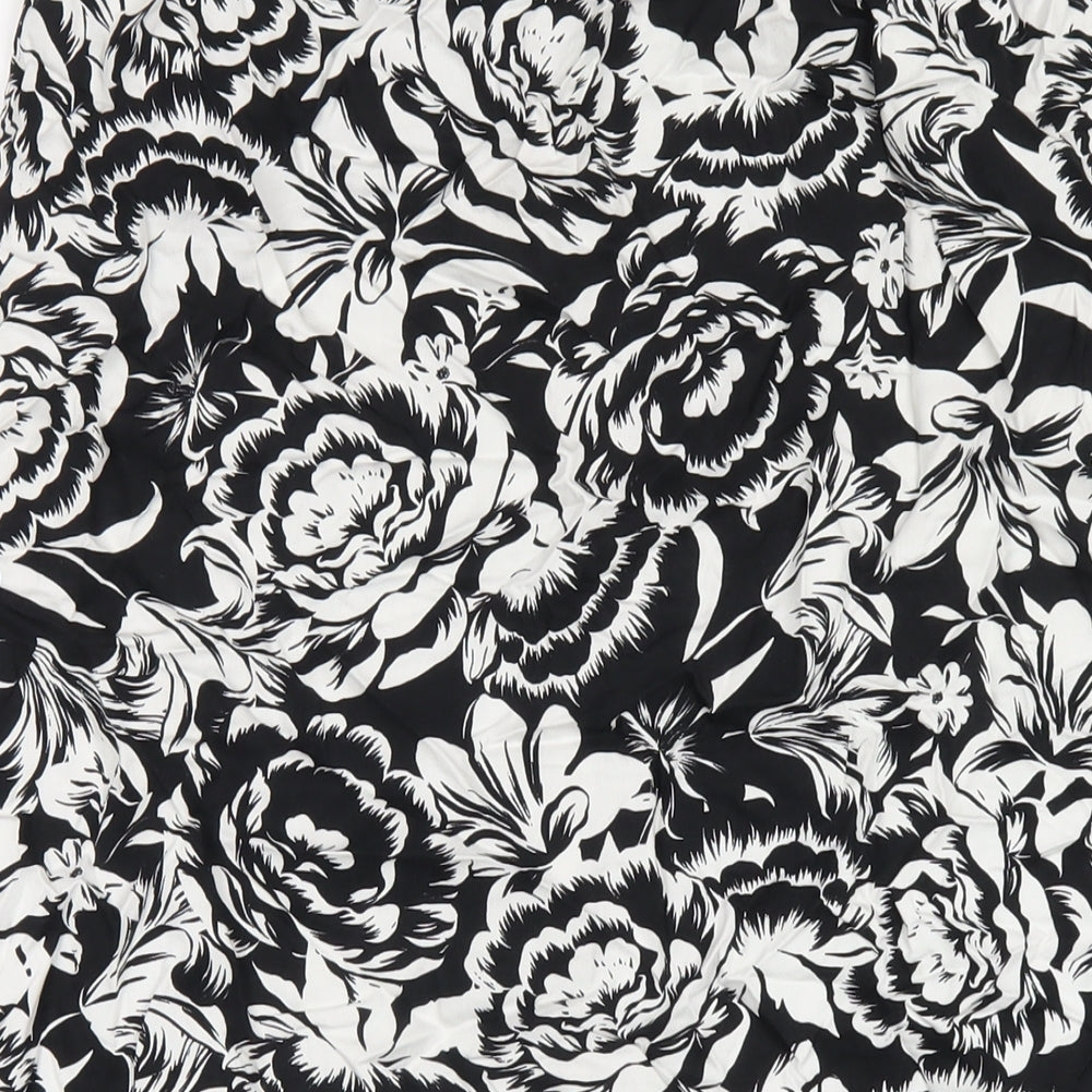 NEXT Womens Black Floral Viscose A-Line Skirt Size 12