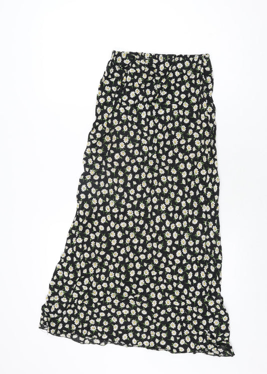 ASOS Womens Black Floral Polyester Flare Skirt Size 10