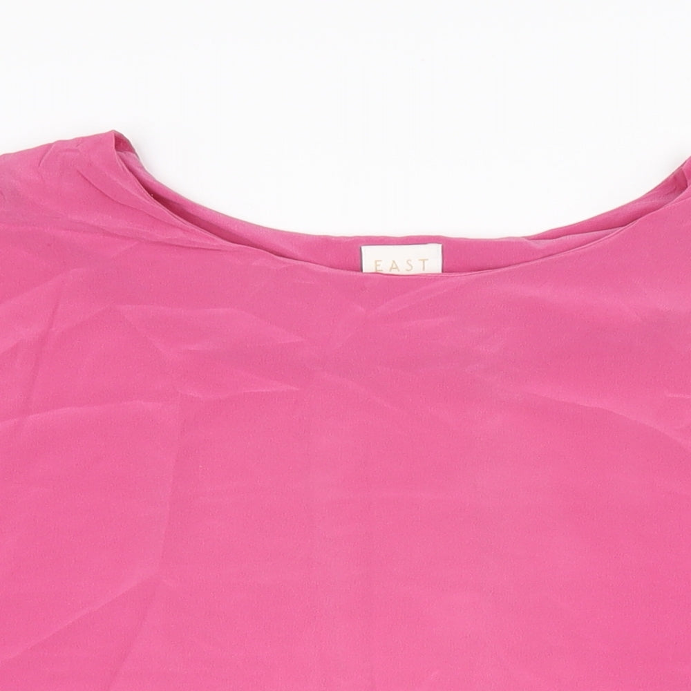 EAST Womens Pink Silk Basic Blouse Size S Boat Neck