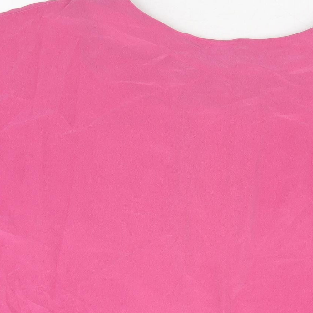 EAST Womens Pink Silk Basic Blouse Size S Boat Neck