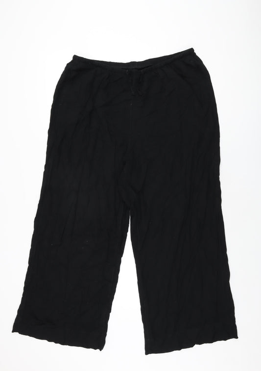 NEXT Womens Black Viscose Trousers Size 16 L26.5 in Regular Drawstring