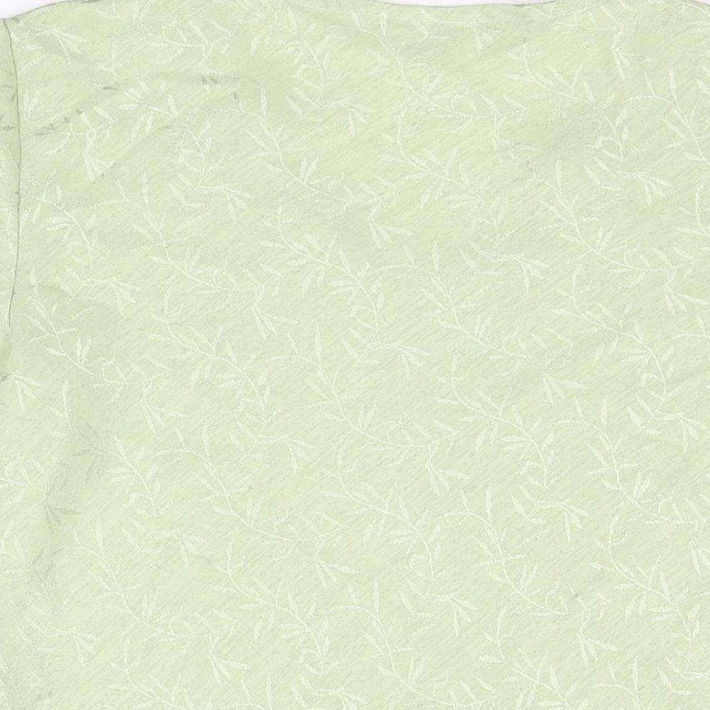 OPUS Womens Green Geometric Polyester Basic T-Shirt Size 12 V-Neck