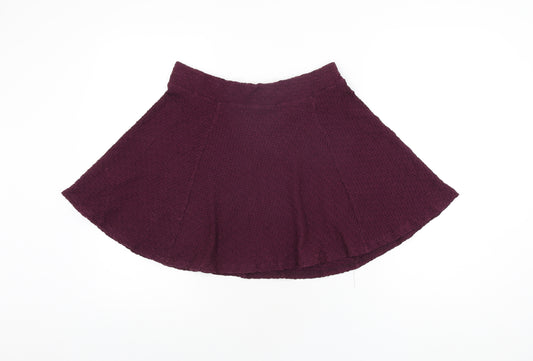 H&M Womens Purple Cotton Skater Skirt Size M Zip