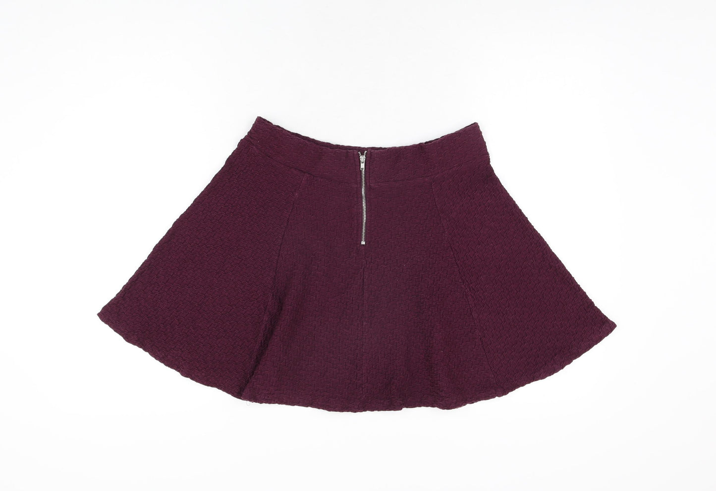 H&M Womens Purple Cotton Skater Skirt Size M Zip