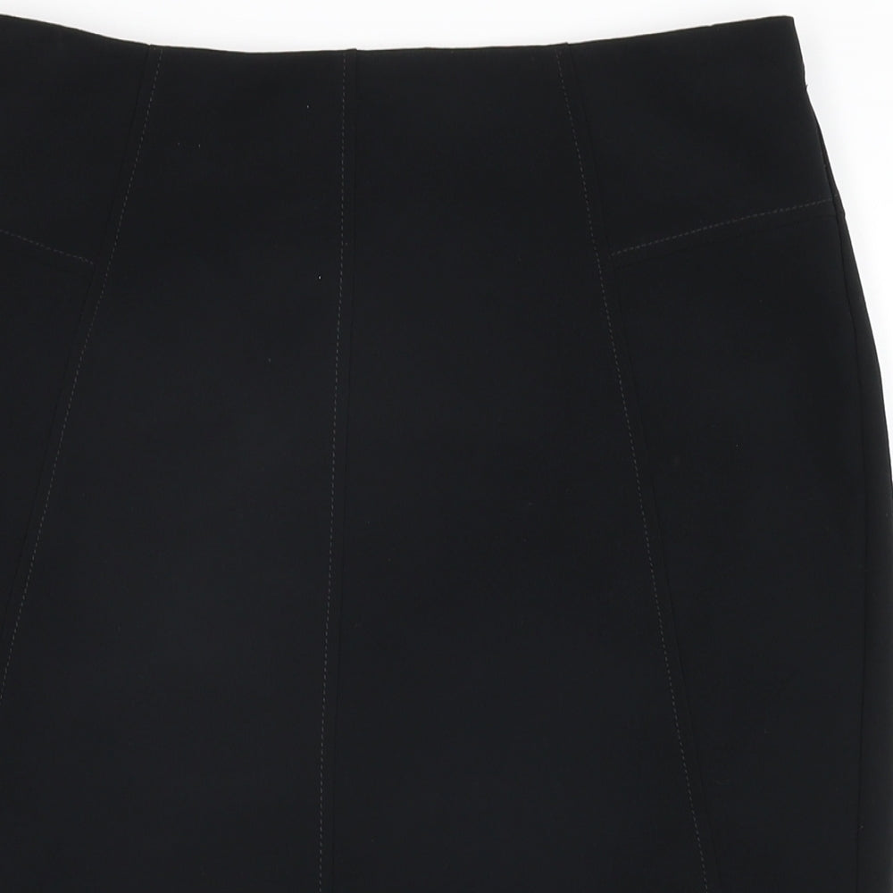 Marks and Spencer Womens Black Polyester Straight & Pencil Skirt Size 12 Zip