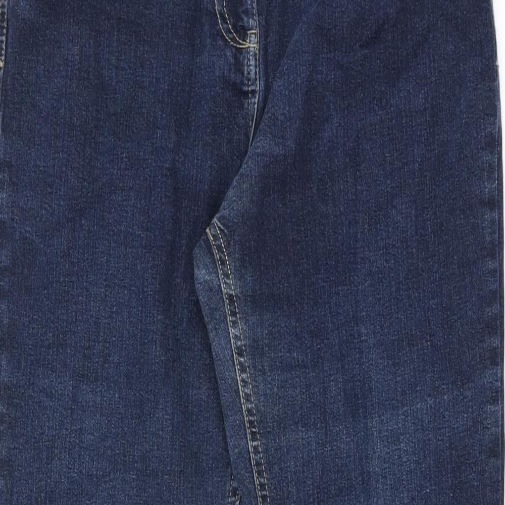 Marks and Spencer Womens Blue Cotton Flared Jeans Size 10 L32 in Regular Zip